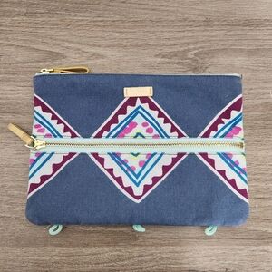 Vera Bradley Two Pocket Pouch For Cosmetic Toiletry Pencil Bag